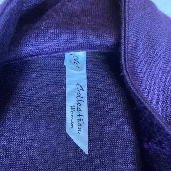 NY Collection 3/4 Sleeve Cardigan Sweater Women's 1X Purple Polyester Blend - Picture 3 of 5